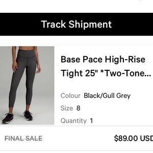 Lululemon two tone workout leggings. Size 8. Worn once.